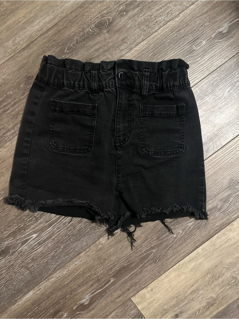 High-Waist Black Frayed Denim Shorts size 1/24 Ban Jara perfect fit summer